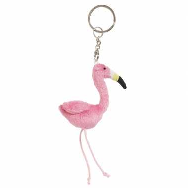 Pluche flamingo knuffel sleutelhanger 6 cm