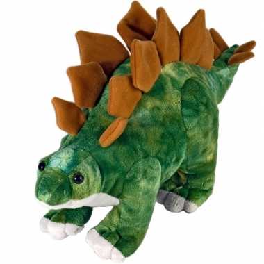 Pluche groen/bruine stegosaurus dinosaurus knuffel mega 25 cm