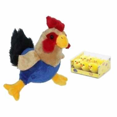 Pluche kippen/hanen knuffel van 20 cm met 6x stuks mini kuikentjes 3,5 cm
