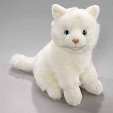 Pluche knuffel witte kat 23 cm