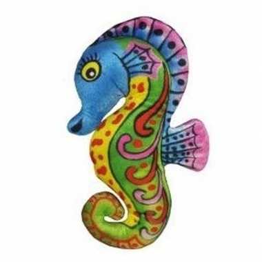Pluche knuffel zeepaardje blauw 27 cm