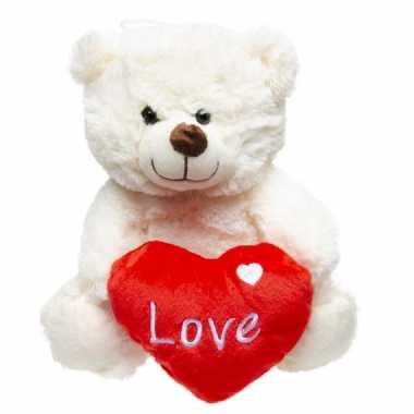 Pluche love witte beer knuffel 23 cm speelgoed
