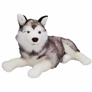 Pluche siberische husky honden knuffel 55 cm speelgoed