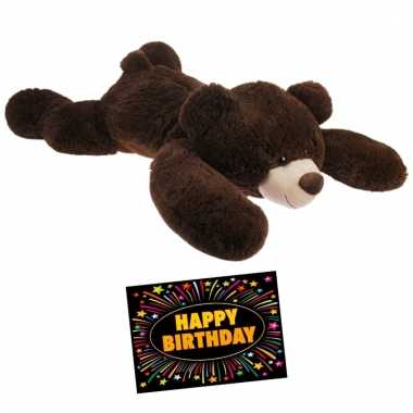 Verjaardag knuffel beer bruin 120 cm + gratis verjaardagskaart