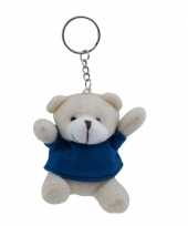 10x pluche teddybeer knuffels sleutelhangers blauw 8 cm