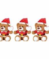 15x kerst knuffel pluche beertjes bruin zittend 18 x 19 cm speelgoed