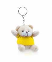 15x pluche teddybeer knuffels sleutelhangers geel 8 cm