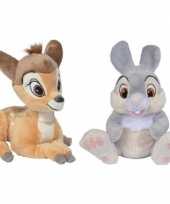 2x disney bambi en stampertje knuffels 24 cm speelgoed set