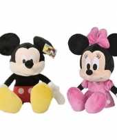 2x disney mickey en minnie mouse knuffels 49 cm speelgoed set