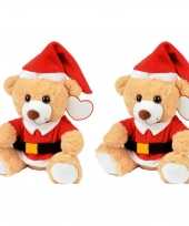 2x kerst knuffel pluche beertjes lichtbruin zittend 20 x 19 cm speelgoed