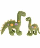2x pluche dino knuffels 22 en 27 cm speelgoed