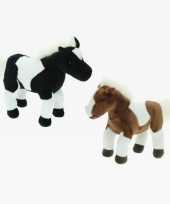 2x pluche paarden knuffels 26 cm speelgoed set