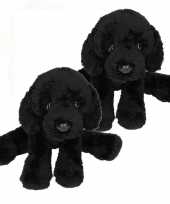2x stuks pluche labrador knuffel hond zwart 12 cm