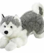 Grijs witte pluche husky hond knuffel 60 cm