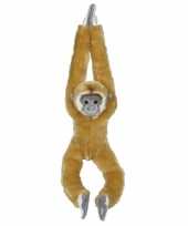 Grote pluche hangende lichtbruine aap apen knuffel 98 cm