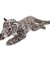Grote pluche liggende sneeuw luipaard knuffel 60 cm speelgoed