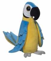 Grote pluche papegaai knuffel blauw 38 cm
