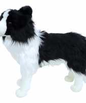 Grote pluche zwart witte border collie hond staand knuffel 53 cm speelgoed