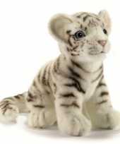 Hansa pluche witte tijger pup knuffel zittend 18 cm