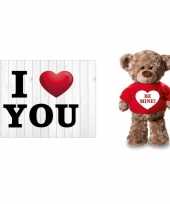 I love you valentijnskaart met be mine knuffelbeer 24 cm