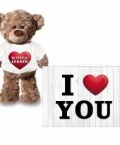 I love you valentijnskaart met ik vind je lekker knuffelbeer