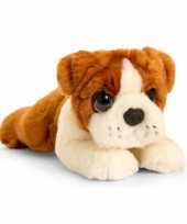 Keel toys pluche bruin witte bulldog honden knuffel 25 cm