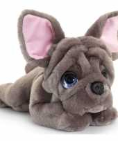 Keel toys pluche grijze franse bulldog honden knuffel 32 cm