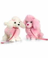 Keel toys pluche poedel knuffel wit roze 30 cm