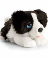 Keel toys pluche zwart witte border collie honden knuffel 25 cm