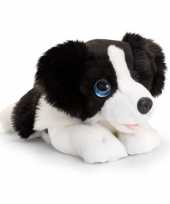 Keel toys pluche zwart witte border collie honden knuffel 37 cm