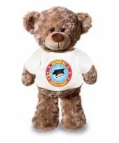 Knuffel teddybeer hoera geslaagd wit-shirt 24 cm knuffel