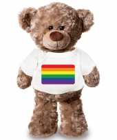 Knuffel teddybeer met gaypride vlag t-shirt 43 cm knuffel
