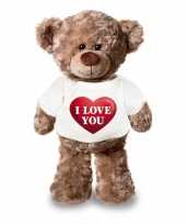 Knuffel teddybeer met i love you hart-shirt 43 cm knuffel