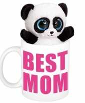 Moederdag best mom mok met knuffel panda
