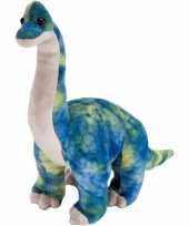 Pluche blauwe brachiosaurus dinosaurus knuffel mega 25 cm