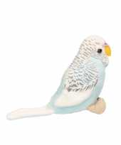 Pluche blauwe grasparkiet vogel knuffel 14 cm speelgoed