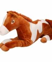 Pluche bruin witte paarden knuffel 60 cm speelgoed