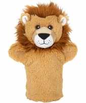 Pluche bruine leeuw handpop knuffel 24 cm speelgoed