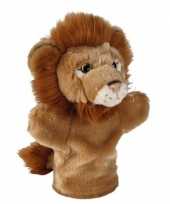 Pluche bruine leeuw handpop knuffel 26 cm speelgoed