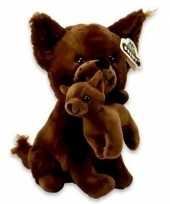 Pluche chihuahua honden knuffel donkerbruin 36 cm