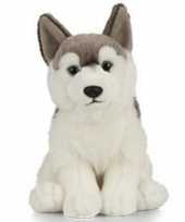 Pluche grijs witte husky hond honden knuffel 25 cm speelgoed