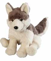 Pluche grijze wolf wolven knuffel 30 cm speelgoed 10186518