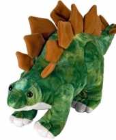 Pluche groen bruine stegosaurus dinosaurus knuffel mega 25 cm