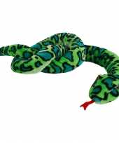 Pluche grote groene slang slangen knuffel 254 cm speelgoed