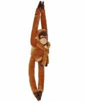 Pluche hangende orang oetan met baby knuffel 84 cm