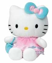 Pluche hello kitty knuffel in roze jurkje 15 cm