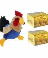Pluche kippen hanen knuffel van 20 cm met 12x stuks mini kuikentjes 5 cm