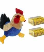 Pluche kippen hanen knuffel van 20 cm met 16x stuks mini kuikentjes 3 cm