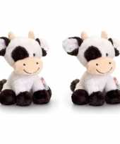 Pluche koe koeien knuffels zusjes berta en clara 14 cm