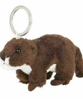 Pluche otter knuffel bruin sleutelhanger 10 cm speelgoed
